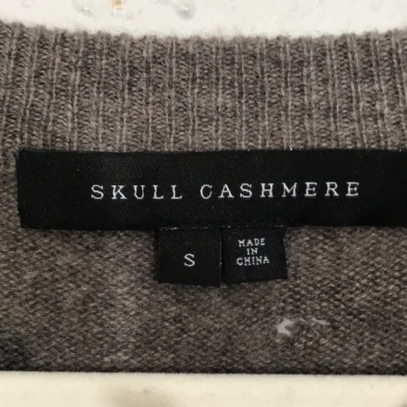 360 Skull Cashmere Cara Jack Brown Skull Print Cashmere Sweater Size S - Picture 3 of 13